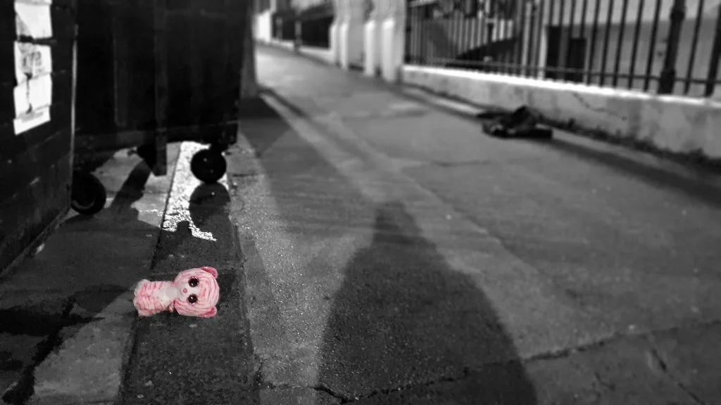 Pink Tiger night-time stroll. Hove, Sussex