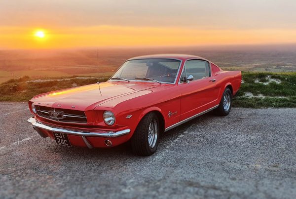 Ford Mustang Fastback. Sunset, Devils Dyke, Brighton.